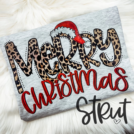 Merry Christmas Leopard | Short, Long Sleeve or Sweatshirt