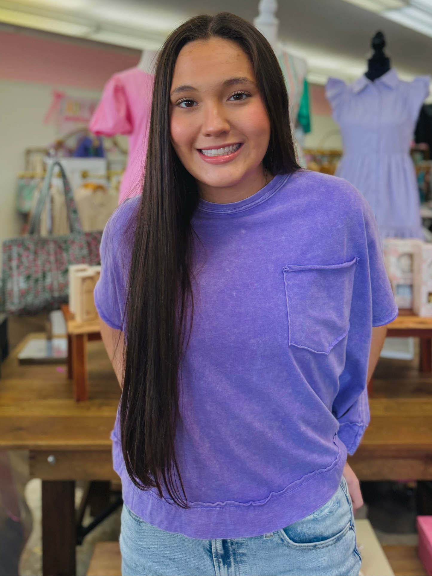 Violet Halo Washed Oversized Top