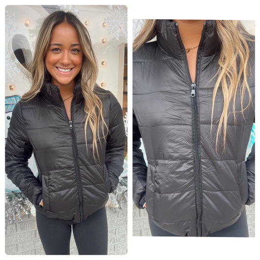 Black Quilted Puffer Jacket