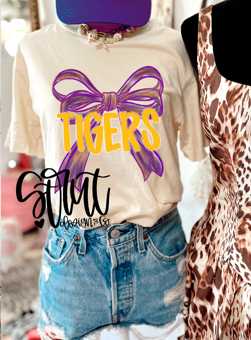 Purple Bow Tigers - Ivory CC Tee