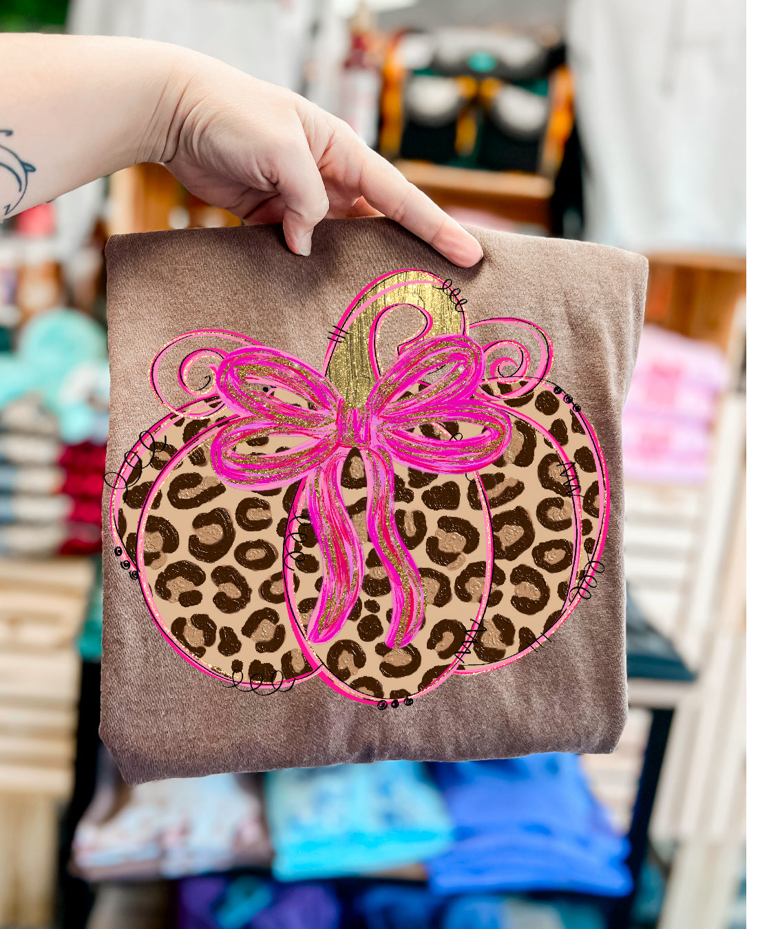 Pink Leopard Pumpkin Tee