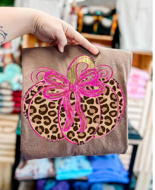 Pink Leopard Pumpkin Tee