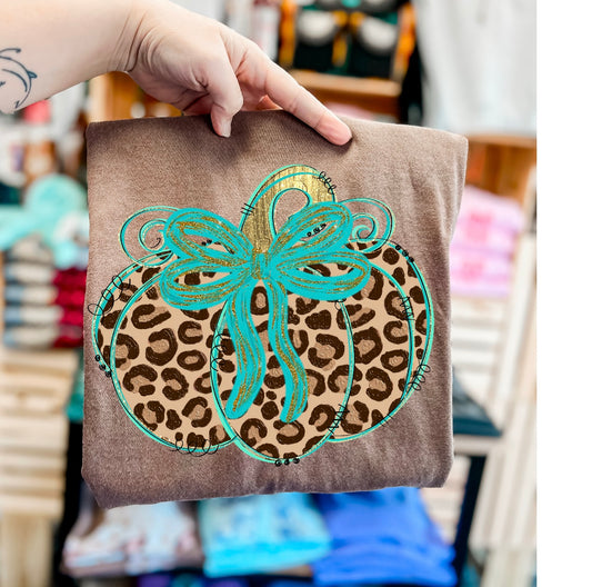 Turquoise Leopard Pumpkin Tee