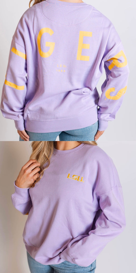 LSU Barkley Split - Lantern Sleeve Crewneck