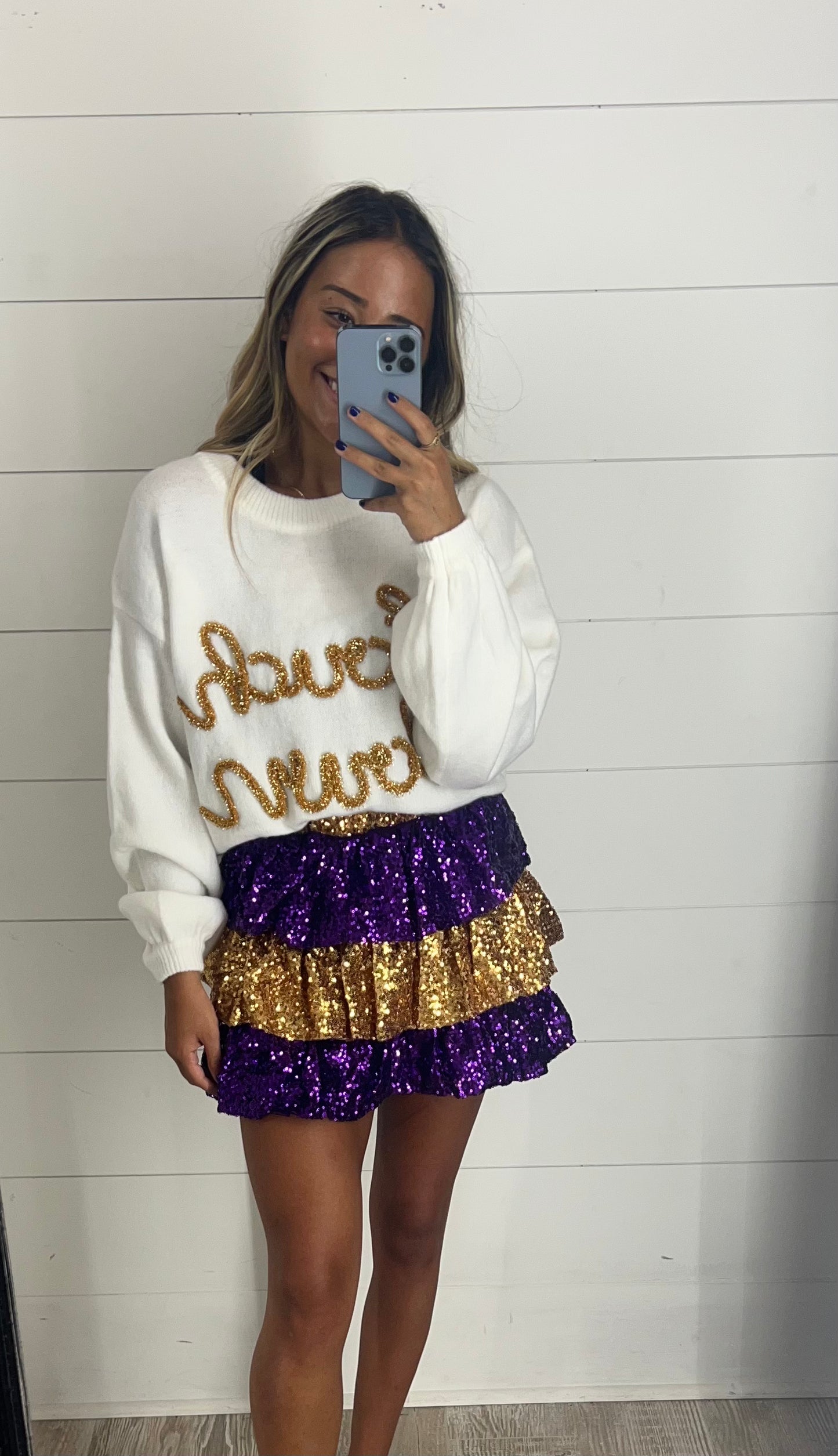 Game Day Sequin Mini Skirt