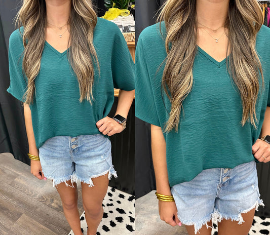 Hunter Green Vneck Top