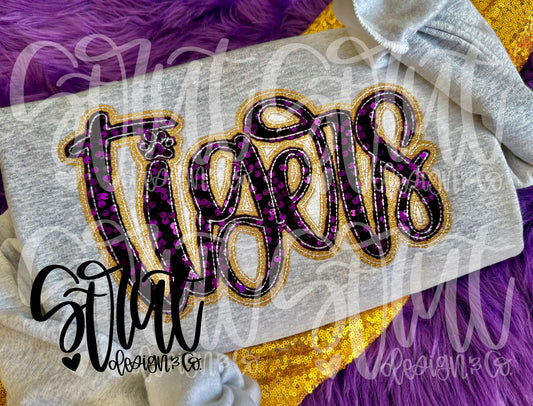 Tigers Double Applique Embroidery Design