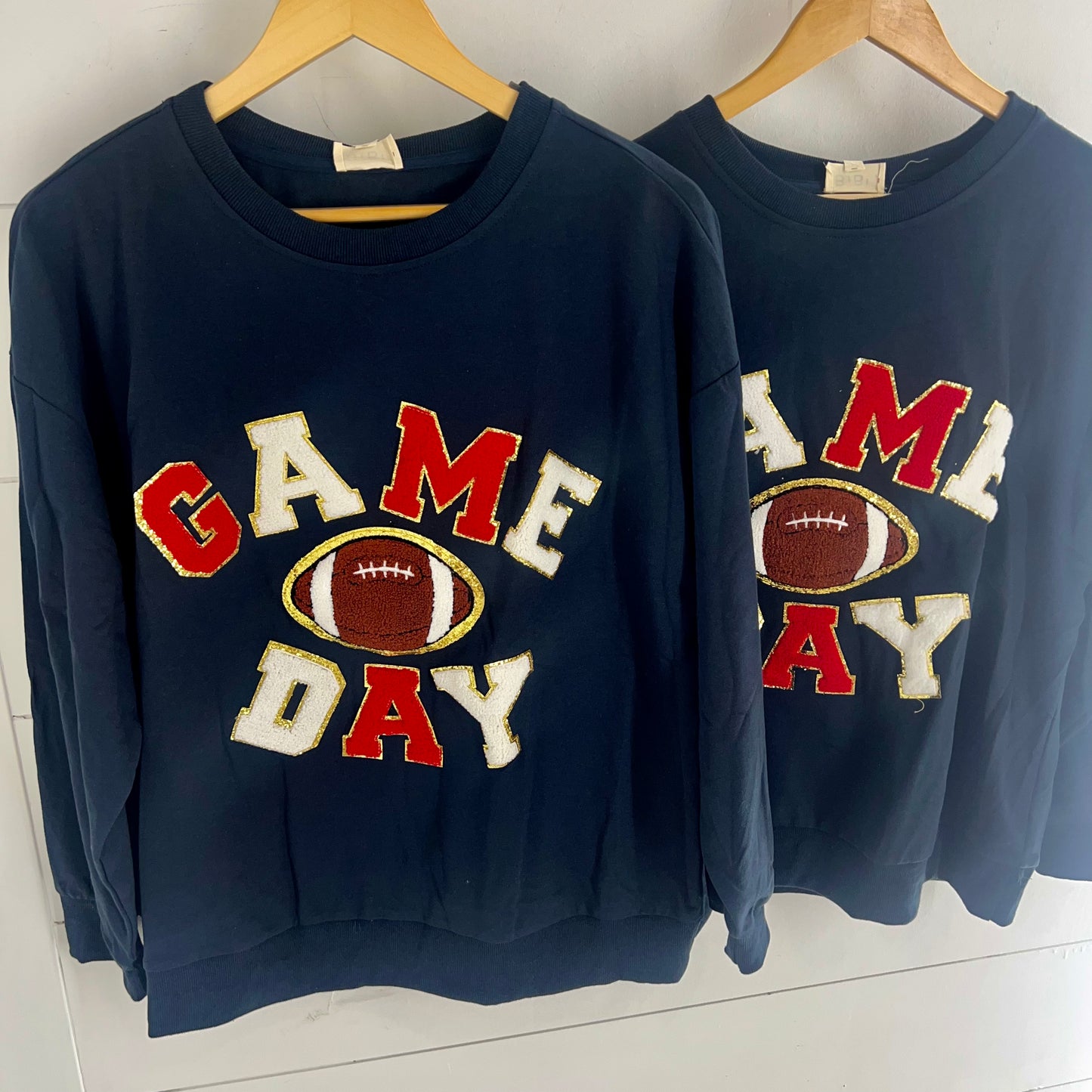Game Day Football Patches Sweater - Navy / Red