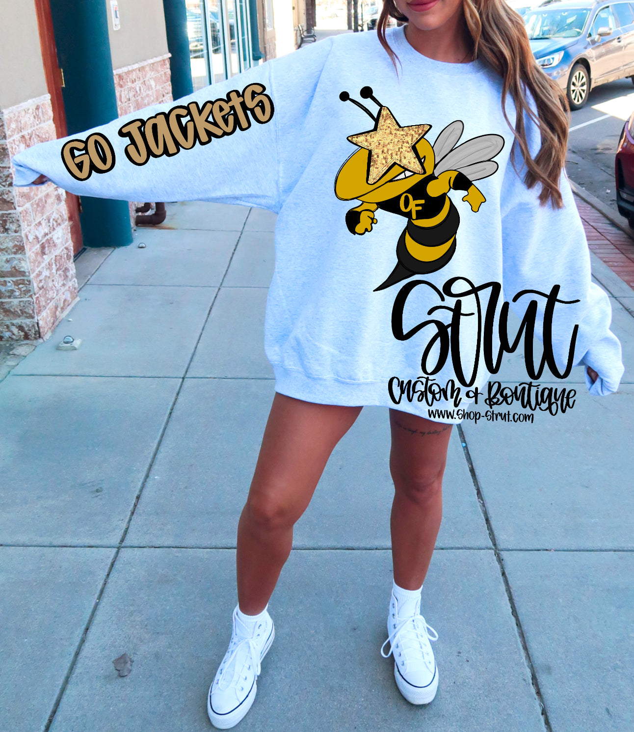 OFA Jackets - Jacket Bee- Front & Sleeve Preppy Mascot Longsleeve or Sweatshirt