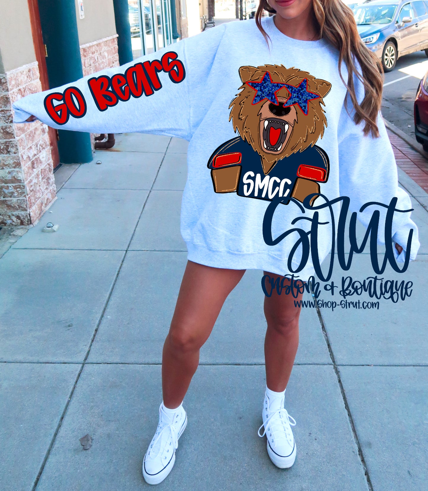 Southwest Bears - Front & Sleeve Preppy Mascot Longsleeve or Sweatshirt