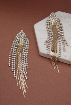 Rhinestone Chain Fringe Earrings