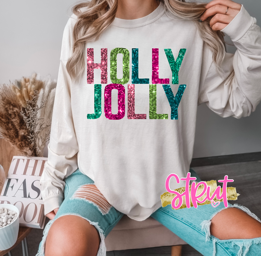 Sequin Holly Jolly Comfort Colors Tee