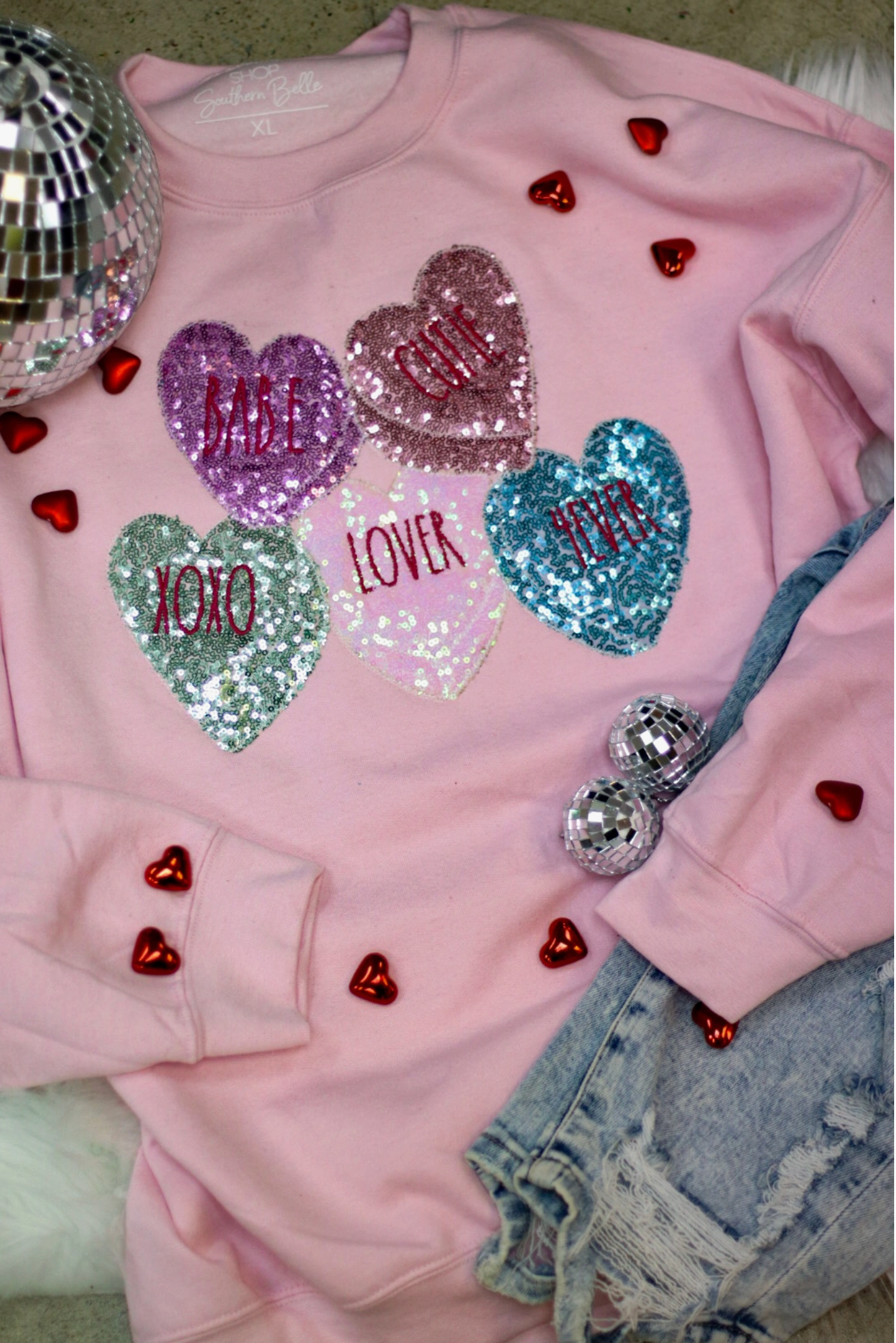Conversation Valentine Candy Heart Sweatshirt