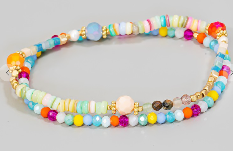 Multi Color Mixed Beaded Bracelet Set