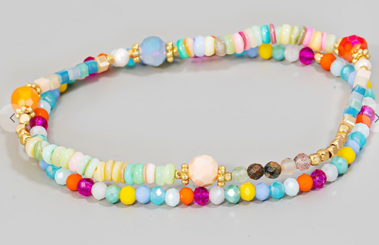 Multi Color Mixed Beaded Bracelet Set