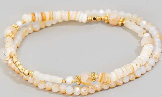 Nude Mixed Beaded Bracelet Set