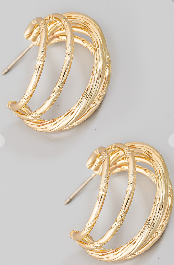 Textured Metallic Layered Hoop Earrings