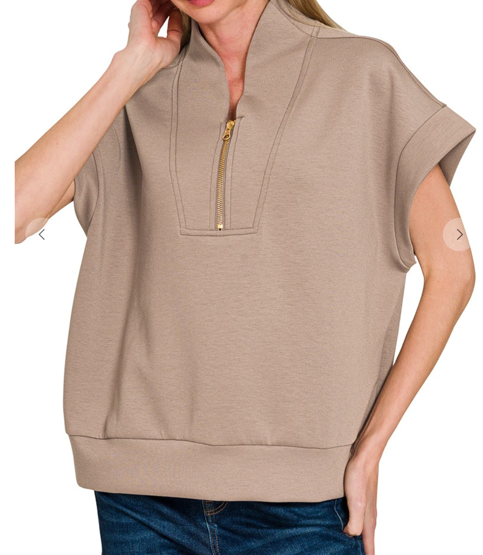 Scuba High Neck Half Zip Vest - Cocoa