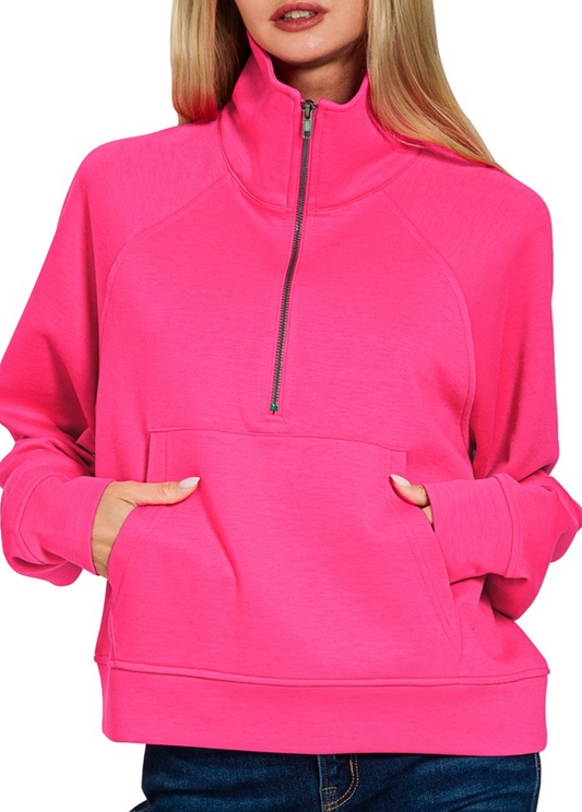 Scuba Half Zip Pullover With Kangaroo Pocket