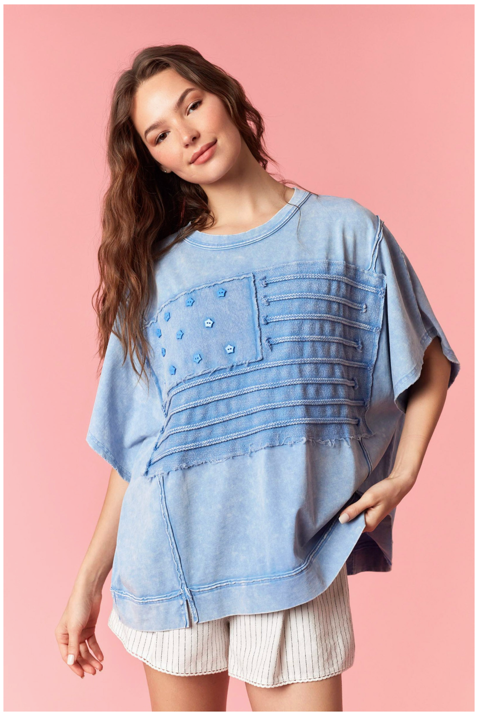 America Flag Garment Dye And Mineral Wash Tee