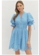 Blue Puff Sleeve Dress
