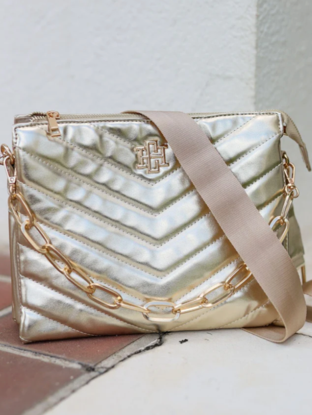 Ariana Quilted Crossbody 24K Gold