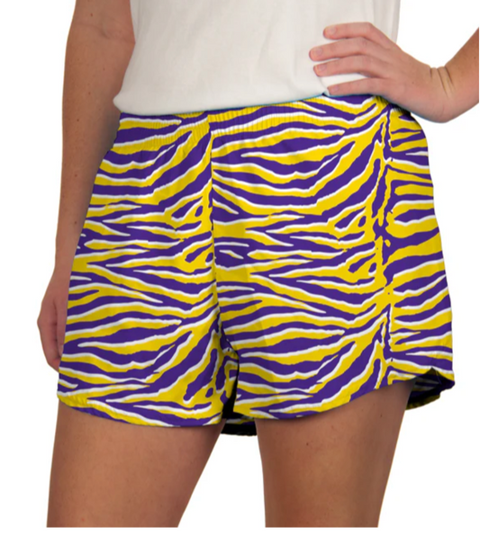 Kids Purple and Yellow Tiger Shorts
