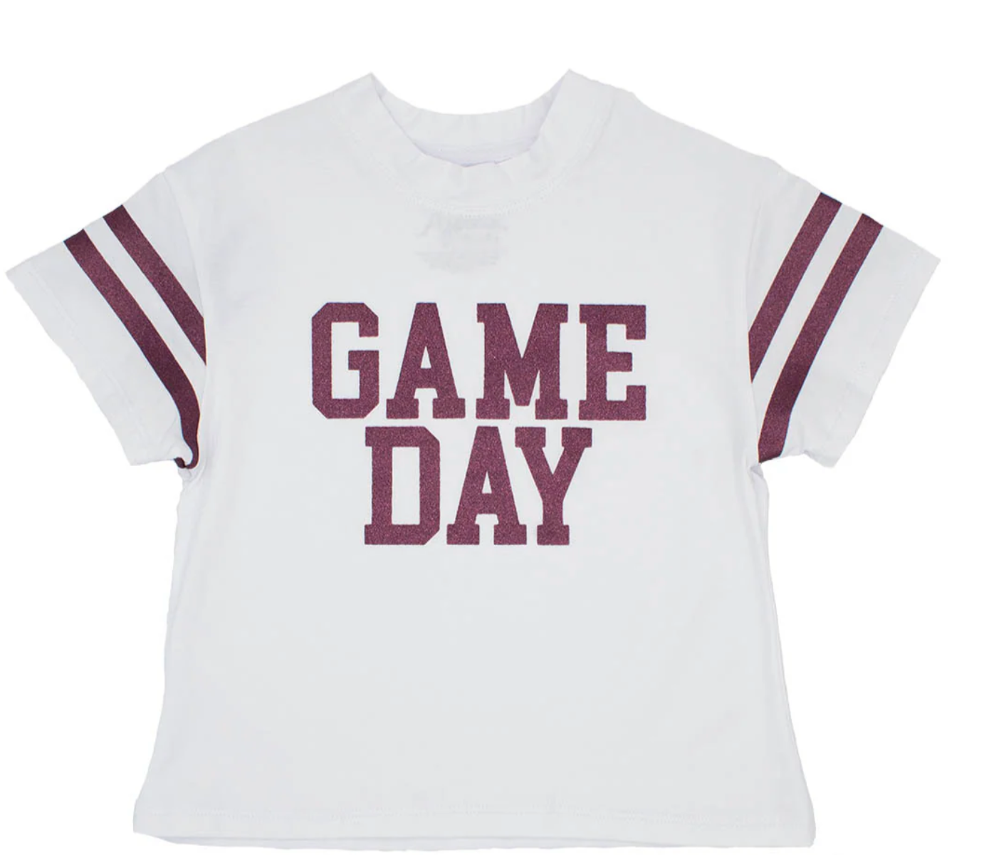 Kids Glitter Maroon GAME DAY Boxy Tee