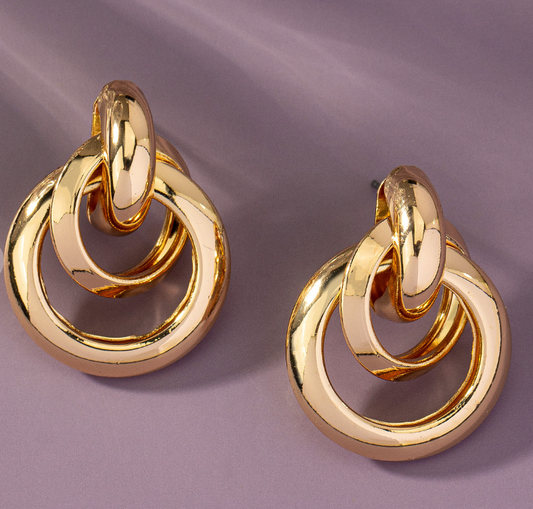 Intertwined Puffy Gold Hoop Earrings