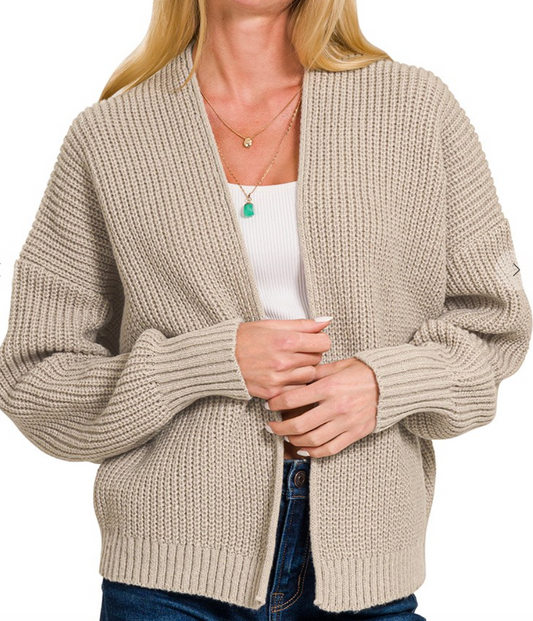 Drop Shoulder Sweater Cardigan