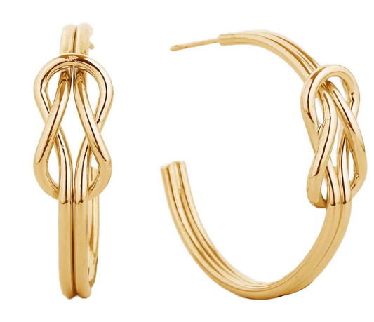 14K Gold Dipped Knot Hoop Earrings