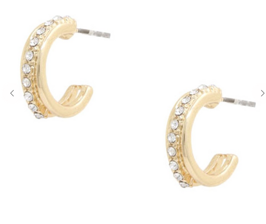 Rhinestone Open Gold Hoops