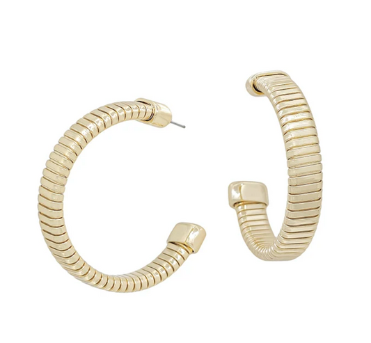 Gold Ribbed Hoops