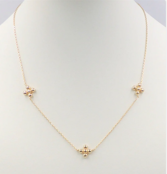 Beaded Cross Gold Necklace