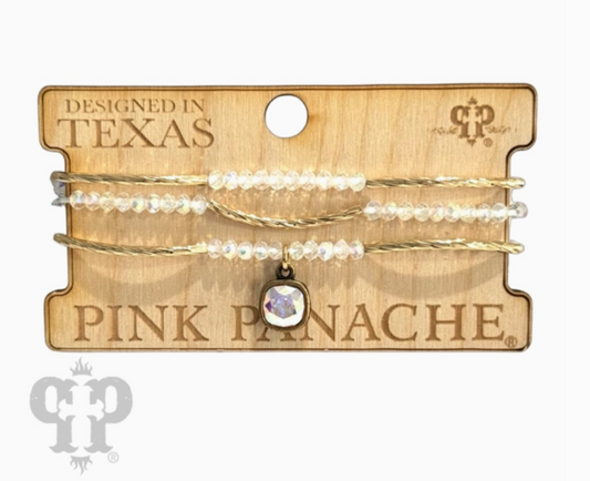 Pink Panache Gold and Iridescent Bracelet Set Gold