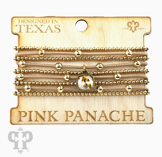 Pink Panache Nine Strand Gold Bead Bracelet Set brown