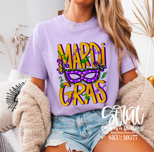 Mardi Gras Mask Comfort Colors Tee