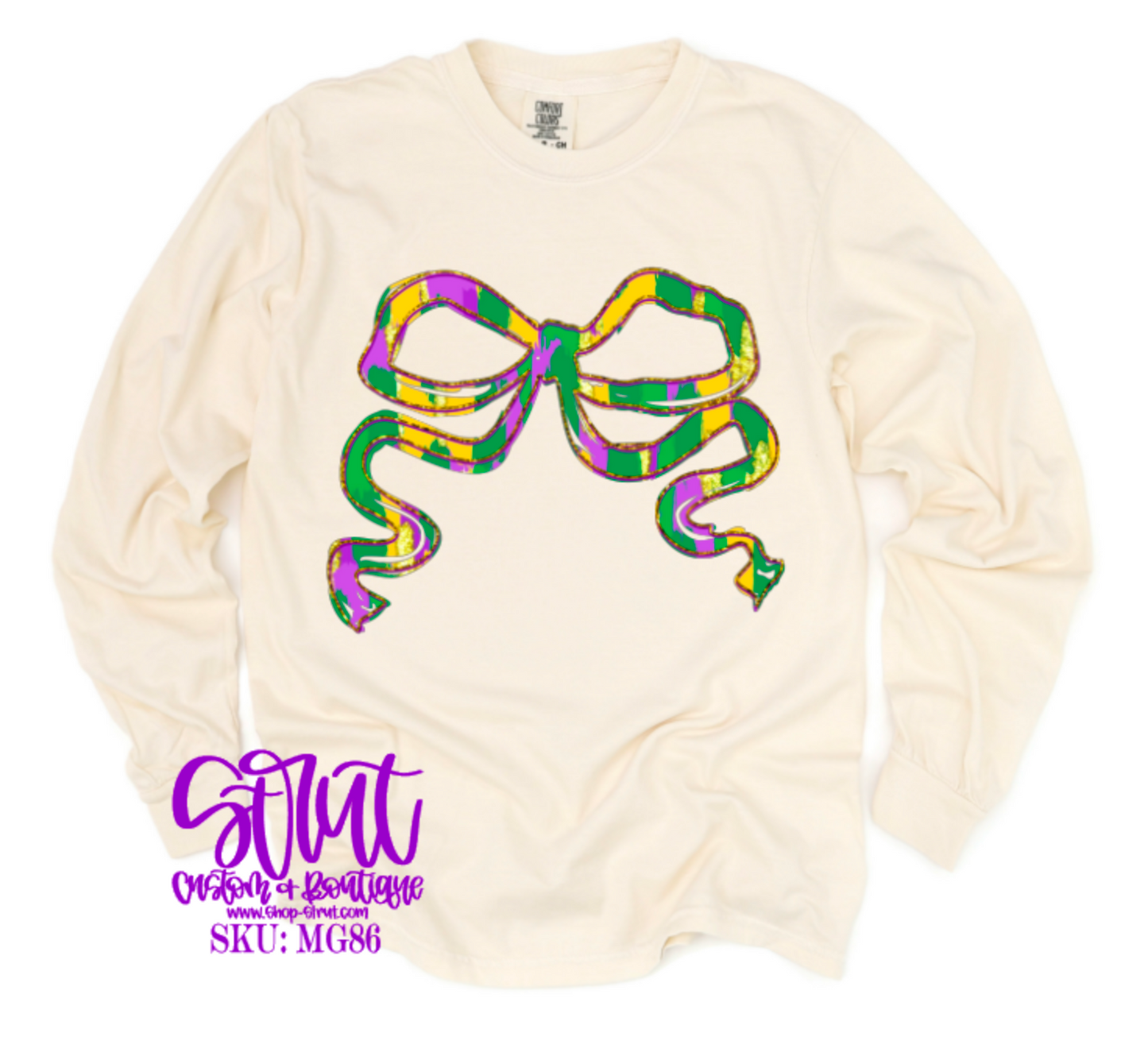 Mardi Gras Bow Comfort Colors Tee