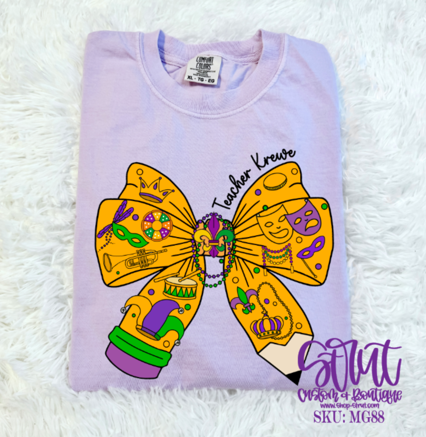 Teacher Krewe Bow Comfort Colors Tee