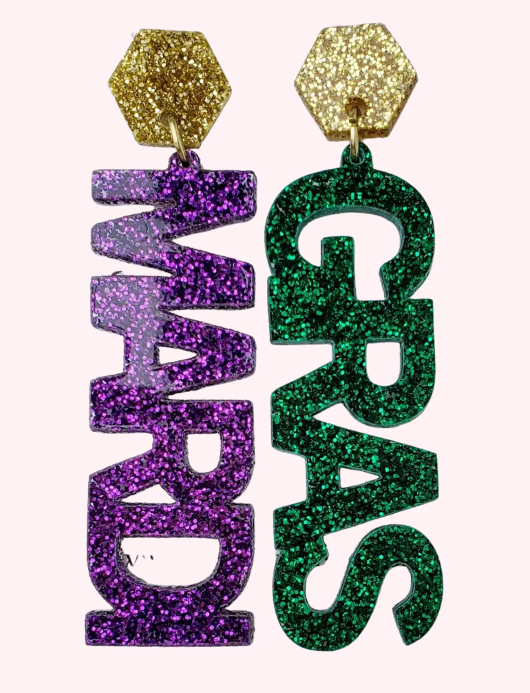 Purple & Green Mardi Gras Earrings