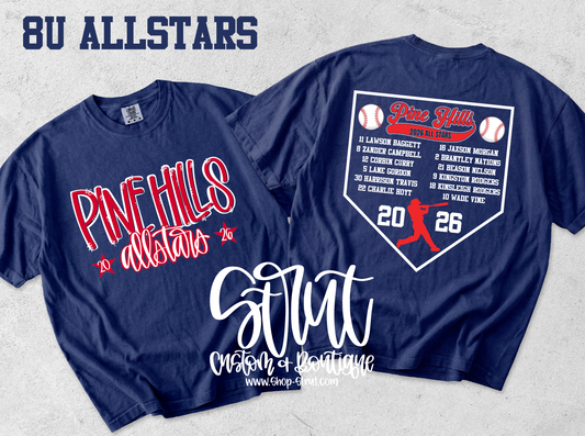 8U Pine Hills Allstars - Doodle Design