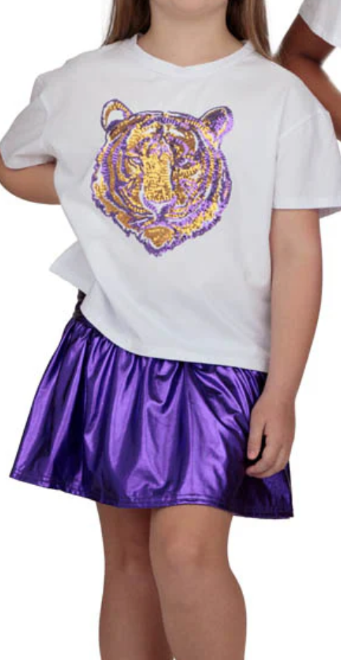 Kids Sequin Tiger Face Boxy Tee