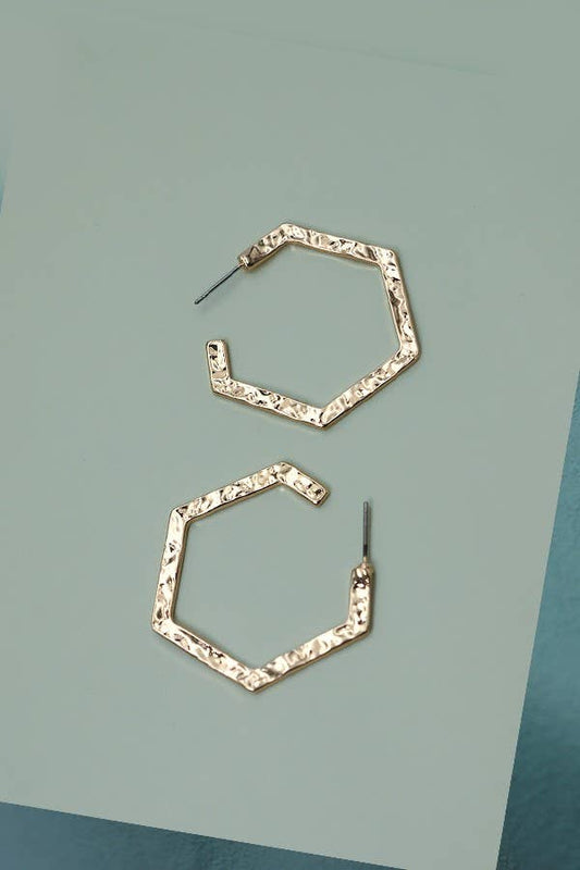 Hammered Hexagon Hoops