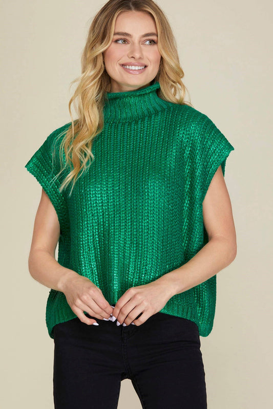 Metallic Foil Sweater Top