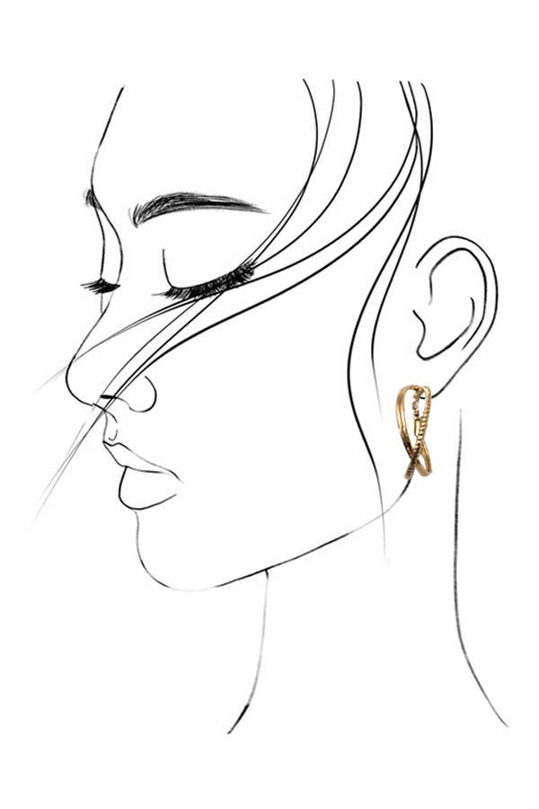 INTERTWINED HALF SPHERE HOOP EARRINGS | 31E03712: GOLD