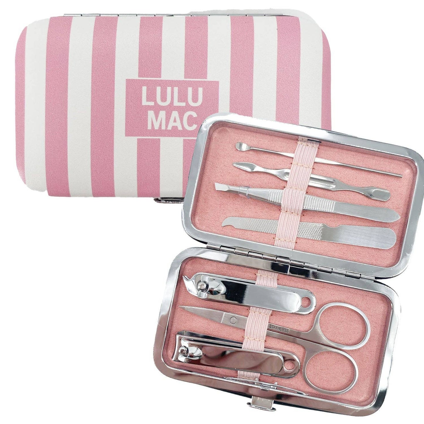 Pink Stripe Darby Manicure Set