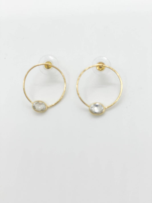 Crystal Quartz Gemstone Hoop Earrings