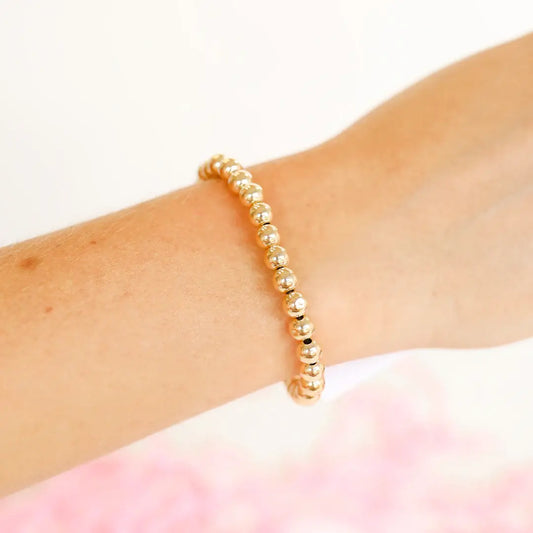 6MM Gold Beaded Bracelet: Petite 6.25 inch