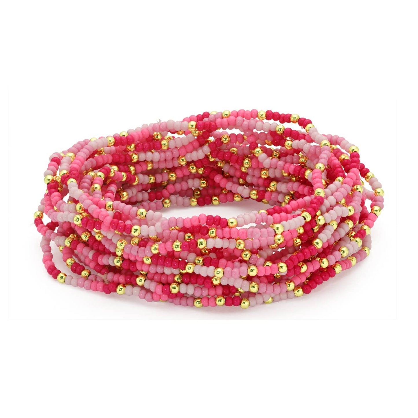 Assorted 2mm Stretch Seed Bead Bracelets: Pink