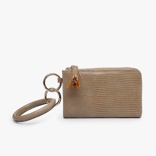 Liv Lizard Bangle Wristlet/Wallet: Taupe